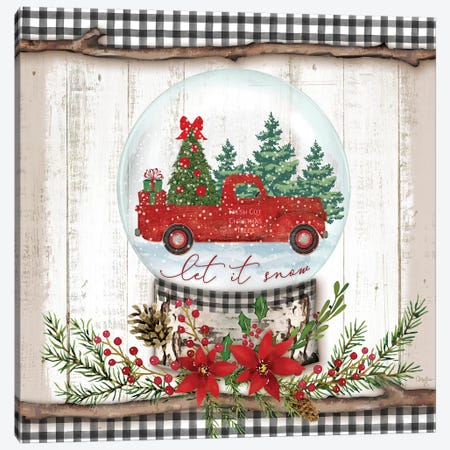 Let it Snow Red Truck Canvas Print #MOB13} by Mollie B. Canvas Art Print