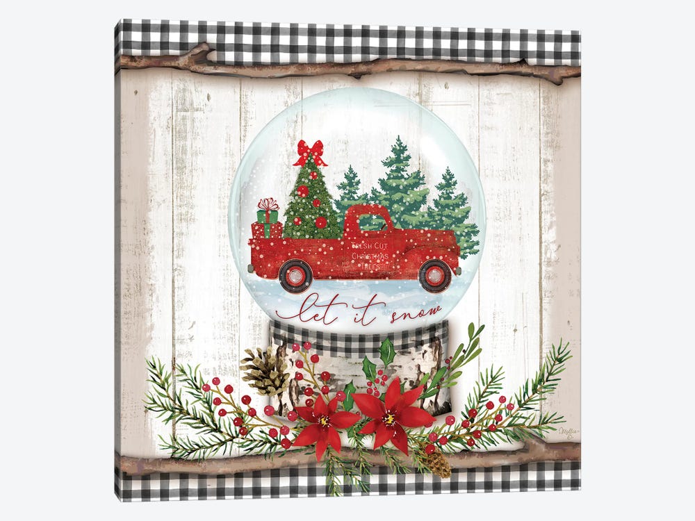 Let it Snow Red Truck by Mollie B. 1-piece Art Print