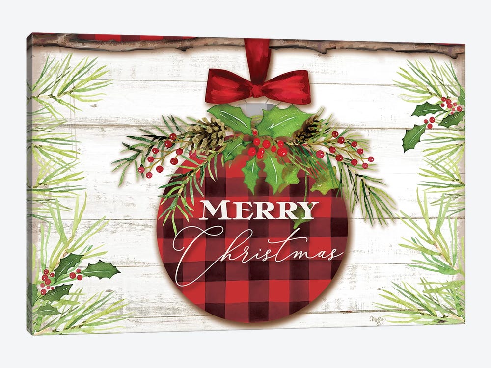 Merry Christmas Ornament by Mollie B. 1-piece Canvas Wall Art