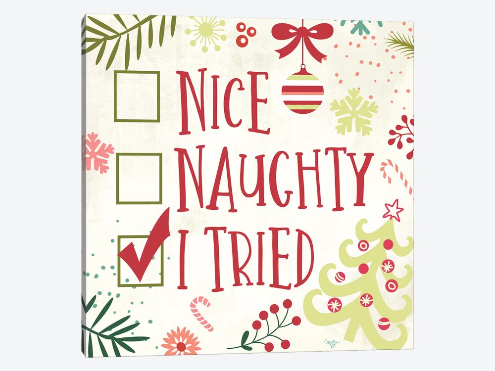 Nice, Naughty, I Tried Canvas Wall Art by Mollie B. | iCanvas
