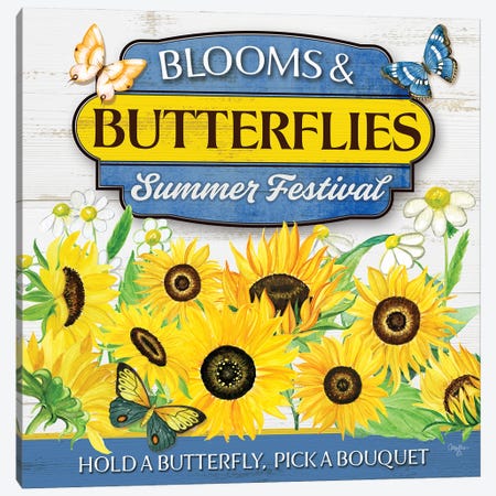 Blooms & Butterflies Canvas Print #MOB86} by Mollie B. Canvas Art Print