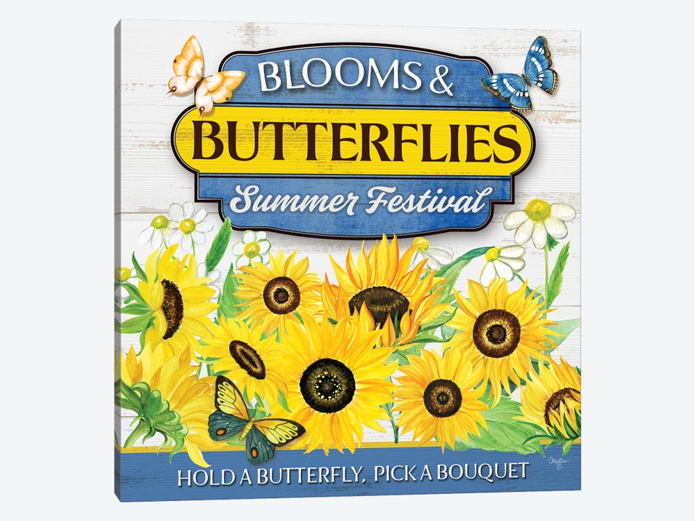 Blooms & Butterflies by Mollie B. 1-piece Canvas Print