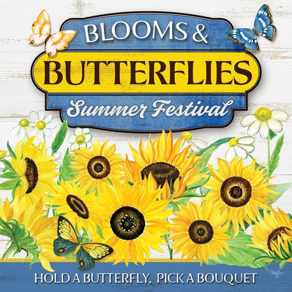 Fine Art Print: Blooms & Butterflies by Mollie B.