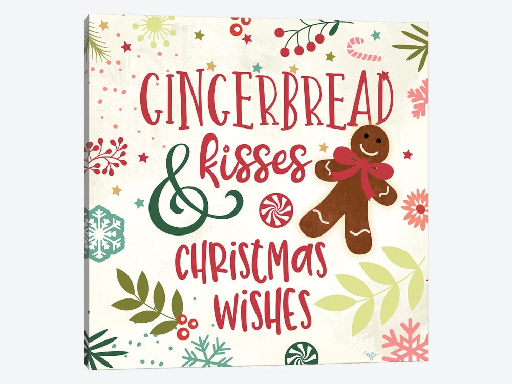 Gingerbread Kisses by Mollie B. 1-piece Canvas Wall Art