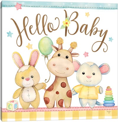 Baby Illustration Canvas Art Print - Balloons