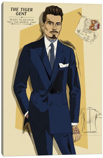 The Tiger Gent Canvas Art Print - Movember Collection