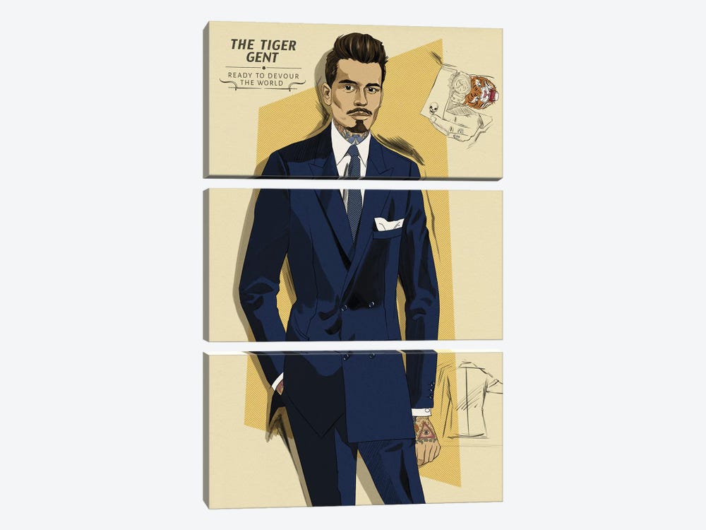 The Tiger Gent by 5by5collective 3-piece Canvas Art