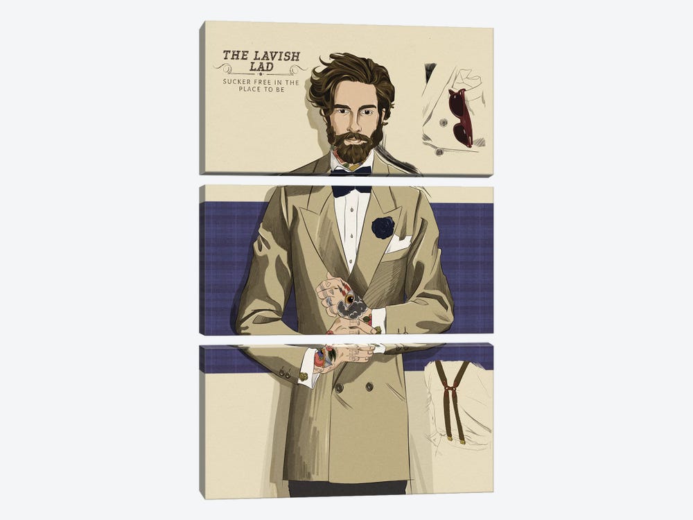 The Lavish Lad by 5by5collective 3-piece Canvas Artwork