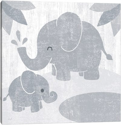 Safari Fun Elephant Gray no Border Canvas Art Print - Moira Hershey