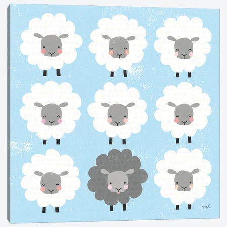 Be Ewe Canvas Print #MOH80} by Moira Hershey Canvas Wall Art
