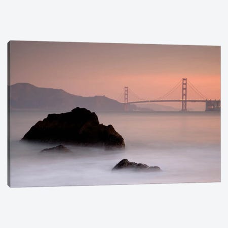 Rocks And Golden Gate Bridge Canvas Print #MOL80} by Moises Levy Canvas Art