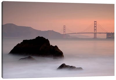 Rocks And Golden Gate Bridge Canvas Art Print