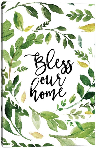 Bless Our Home Wreath Canvas Art Print - A Mom's Touch
