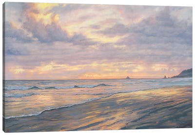 Cannon Beach Clouds Canvas Art Print - Rocky Beach Art