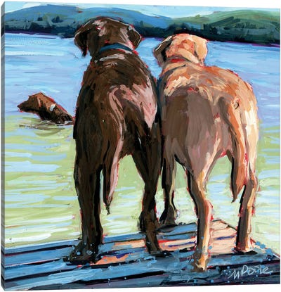 Dock Dogs Canvas Art Print - Molly A. Poole