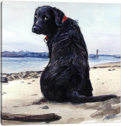 Fetching Canvas Art Print - Labrador Retriever Art