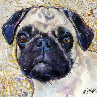 Pug Mug by Molly A. Poole metal wall art