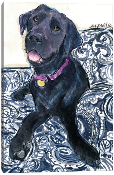 Puppy In Blue Canvas Art Print - Molly A. Poole