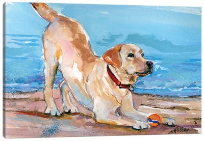 Puppy Pose Canvas Art Print - Labrador Retriever Art