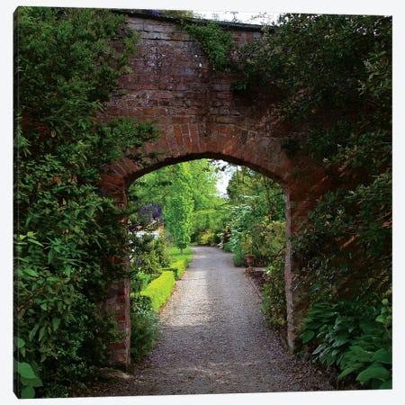 Ireland, The Dromoland Castle Very Green Walled Garden Path Through A Brick Archway. Canvas Print #MPA9} by Marilyn Parver Canvas Art Print
