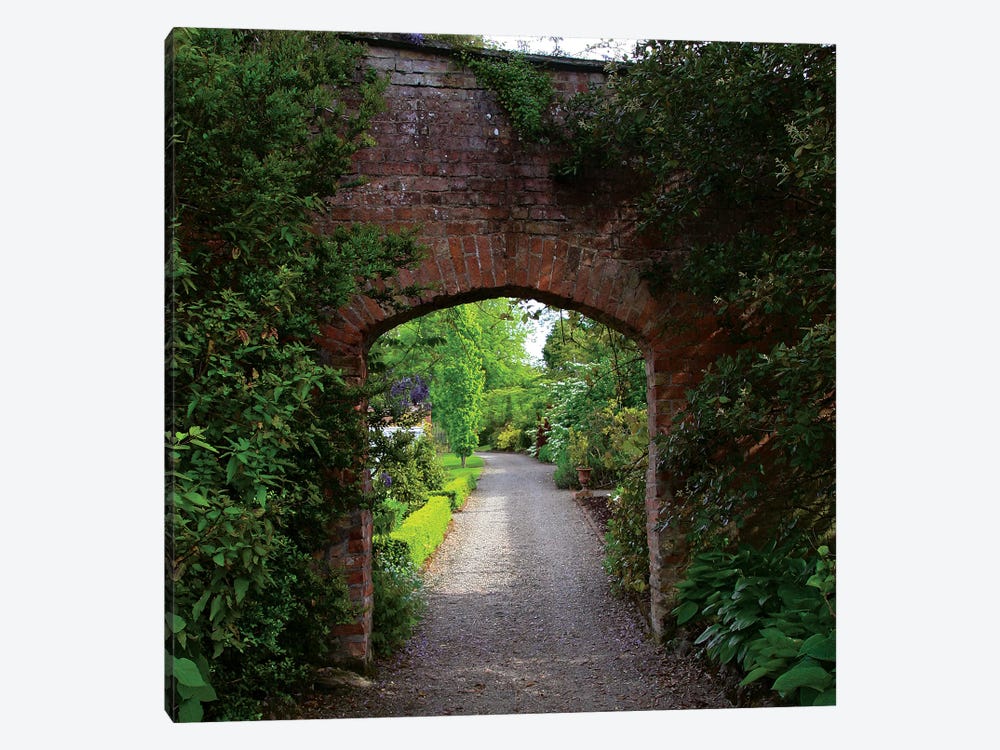 Ireland, The Dromoland Castle Very Green Walled Garden Path Through A Brick Archway. by Marilyn Parver 1-piece Art Print