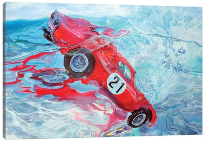 Ferrari No. 21 Canvas Art Print - Kids Transportation Art