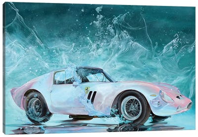 Pink Ferrari Canvas Art Print - Kids Transportation Art