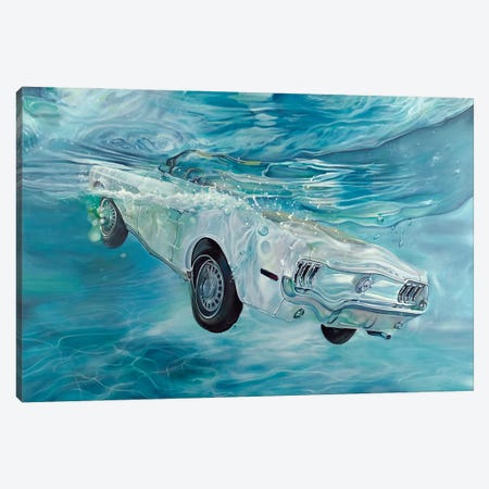 White Mustang Canvas Print #MPC31} by Marcello Petisci Art Print