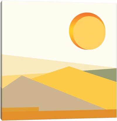 Sonoran Sunset Canvas Art Print - Orange & Teal