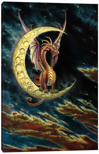 Moon Dragon Canvas Art Print - Dragon Art
