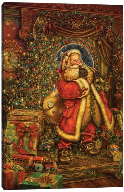 Christmas Presence Canvas Art Print - Santa Claus Art