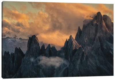 Dramatic Sunset In The Dolomites Canvas Art Print - Martin Podt