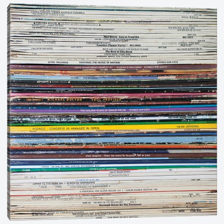 Vinyl Stack V Canvas Print #MPS37} by Morgan Paslier Canvas Artwork
