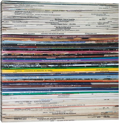 Vinyl Stack V Canvas Art Print - Morgan Paslier