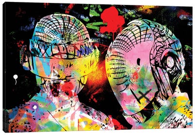 Daft Punk II Canvas Art Print - Large Colorful Accents