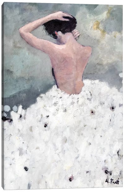 Evening Figure In White Dress Canvas Art Print - Dress & Gown Art