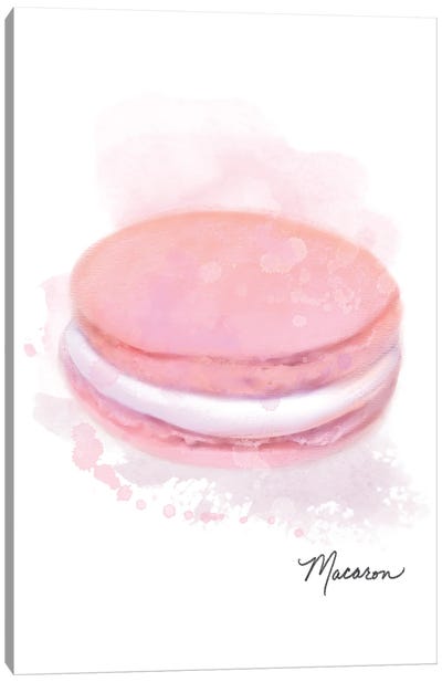 Dessert Macaron Pink Canvas Art Print - Macaron Art