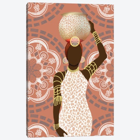 Woman Mandala Leopard Print Coral Canvas Print #MPZ5} by Matthew Piotrowicz Canvas Wall Art