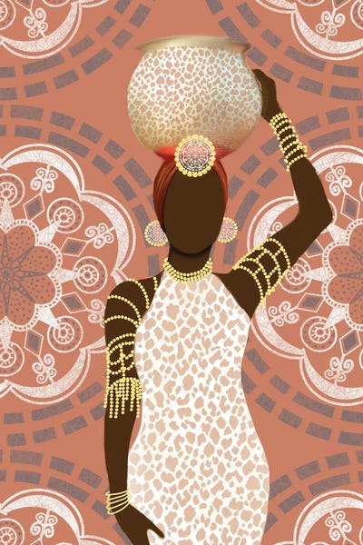 Matthew Piotrowicz: Woman Mandala Leopard Print Coral by Matthew Piotrowicz