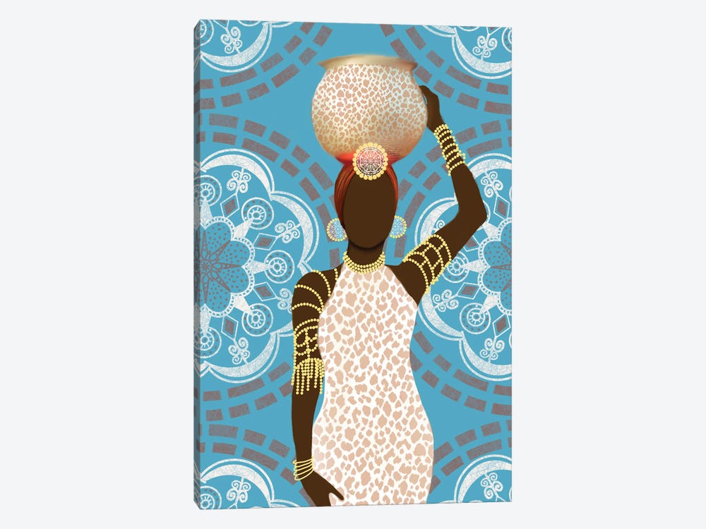 Woman Mandala Leopard Print Teal by Matthew Piotrowicz 1-piece Canvas Art Print
