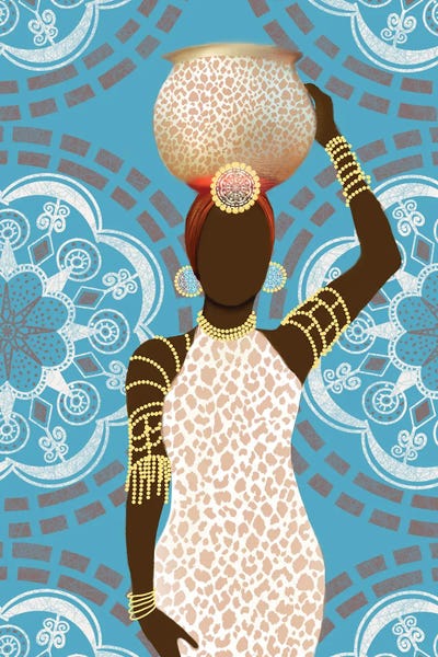 Matthew Piotrowicz: Woman Mandala Leopard Print Teal by Matthew Piotrowicz