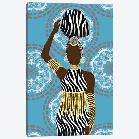 Woman Mandala Zebra Print Teal Canvas Print #MPZ8} by Matthew Piotrowicz Canvas Print