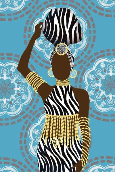 Matthew Piotrowicz: Woman Mandala Zebra Print Teal by Matthew Piotrowicz