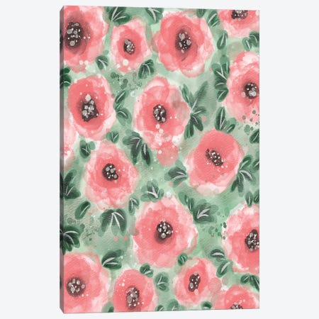 Abstract Floral Pink And Green Canvas Print #MPZ9} by Matthew Piotrowicz Canvas Print