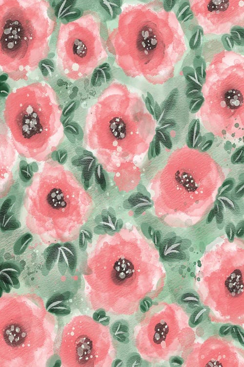 Abstract Floral Pink And Green