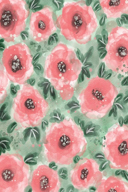 Abstract Floral Pink And Green by Matthew Piotrowicz wall art