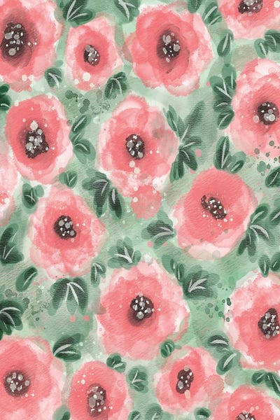 Matthew Piotrowicz: Abstract Floral Pink And Green by Matthew Piotrowicz