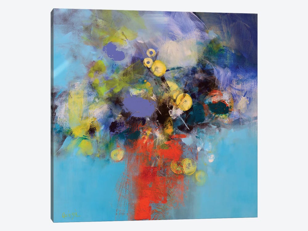 Blue and Yellow Flowers by Marianne Quinzin 1-piece Canvas Artwork