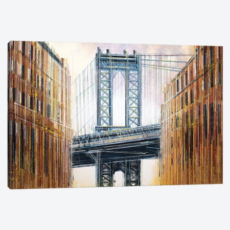 New York - The Manhattan Bridge At Sunset Canvas Print #MRC38} by Marc Todd Canvas Wall Art
