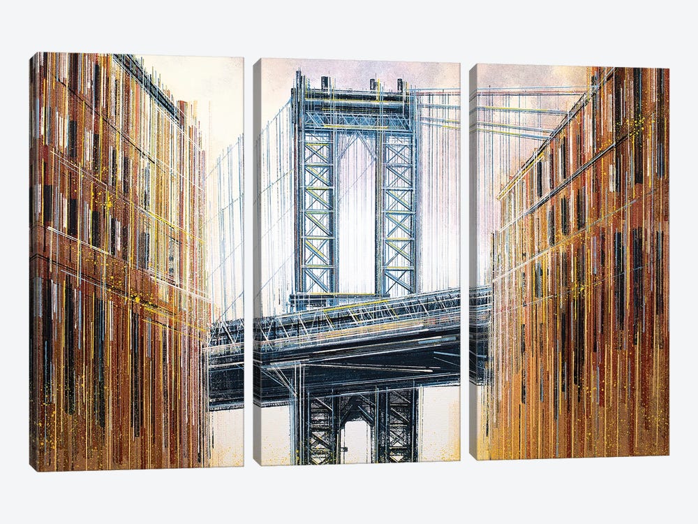 New York - The Manhattan Bridge At Sunset by Marc Todd 3-piece Canvas Artwork